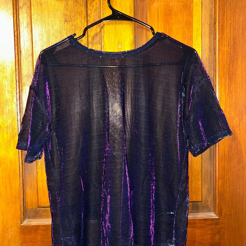 Iridescent Purple Mesh Festival Top